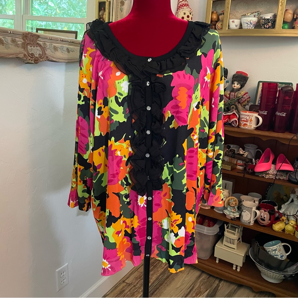 Michael Simon Top Gorgeous Floral Beauty! Size 3X